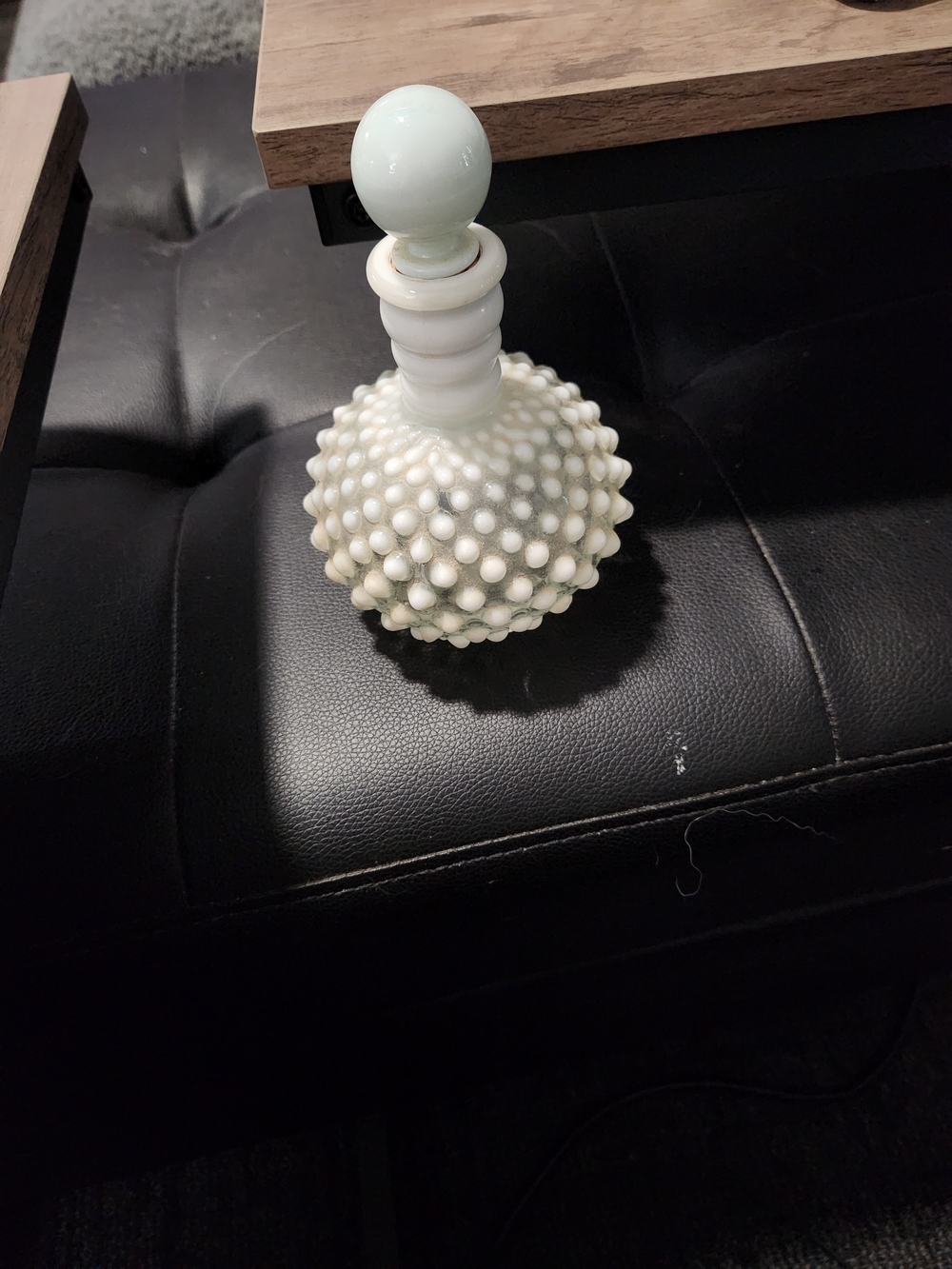 White Hobnail Glass Perfume Bottle with Stopper - Brand Unspecified